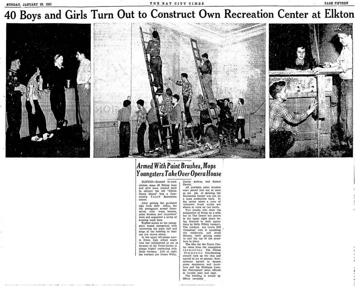 Elkton Opera House - Jan 1951 Article On Conversion To Rec Center